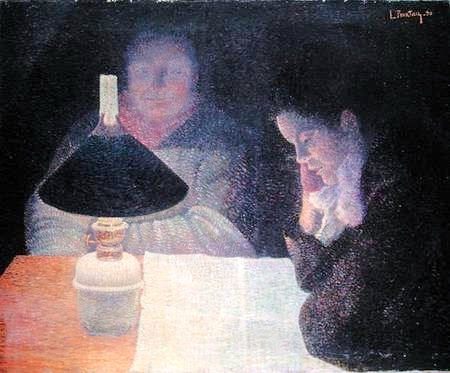 Léon Pourteau: Lecture sous la lampe