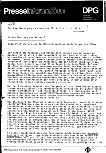 The press release from the DPG dated from 1971