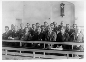 Niels Bohr and colleagues during the Copenhagen Conference in 1929