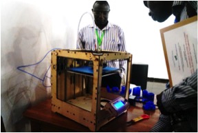 3D printer in action under the supervision of Nana Bonaventure