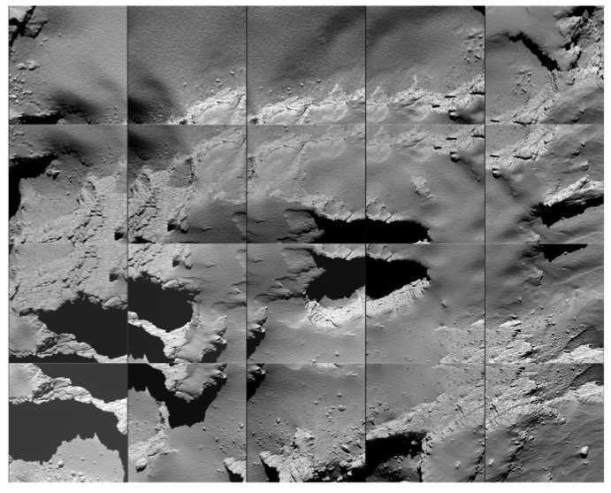 Sequence of images captured by Rosetta during its descent to the surface of Comet 67P/C-G on 30 September 2016